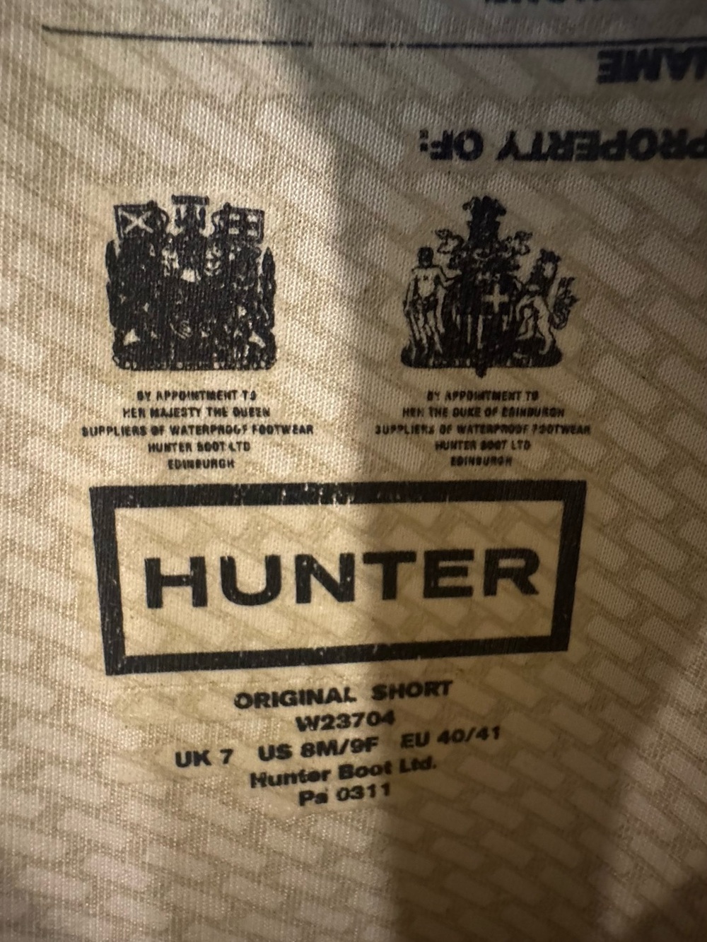 Hunter Mid Rain Boot with Beige Interior and Black Logo - Picture 6 of 6